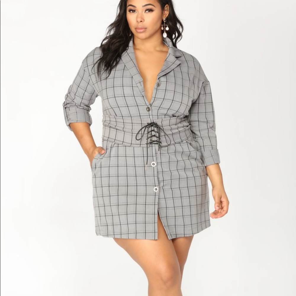 GRAY BUTTON DOWN DRESS | FASHION NOVA SIZE 3X